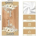 thumbnail image 2 of Custom Kitchen Towel, Vintage Wood Personalized Dish Towels Tea Towel | Family Name Hand Towel | Kitchen Decor | Housewarming Gift Monogram Dishcloth Wedding Gift (Floral 5), 2 of 6