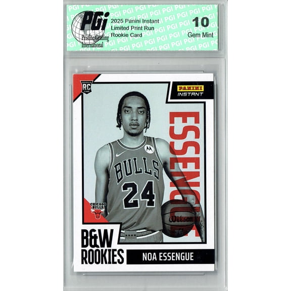 Noa Essengue 2025 Panini Instant #BWR-15 Black White 256 Made Rookie Card PGI 10