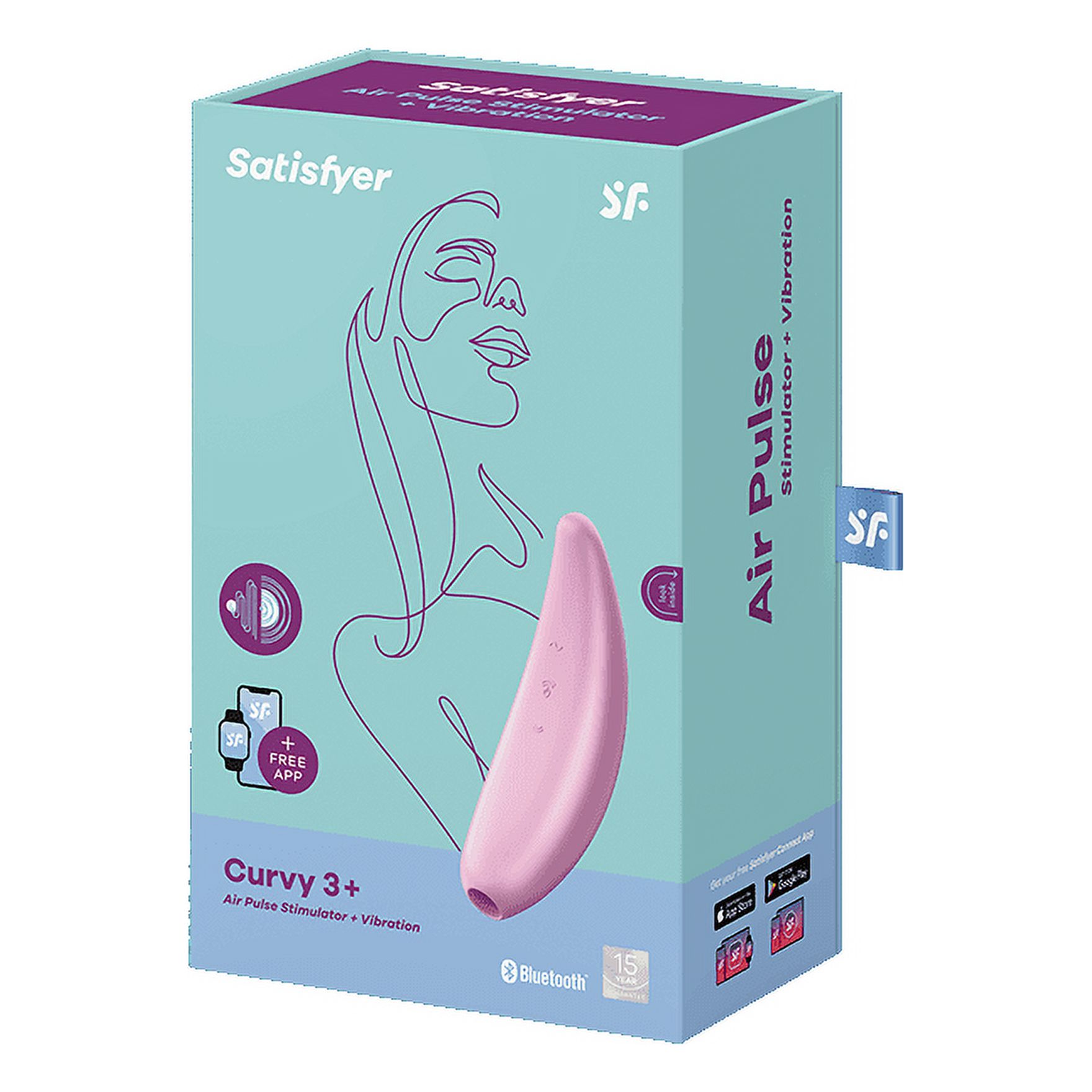 Satisfyer Curvy 3+ Air-Pulse Clitoris Stimulating Vibrator with App Control - Clitoral Sucking Pressure-Wave Technology & Vibration, Compatible with Satisfyer App, Waterproof, Rechargeable (Pink) - image 7 of 7