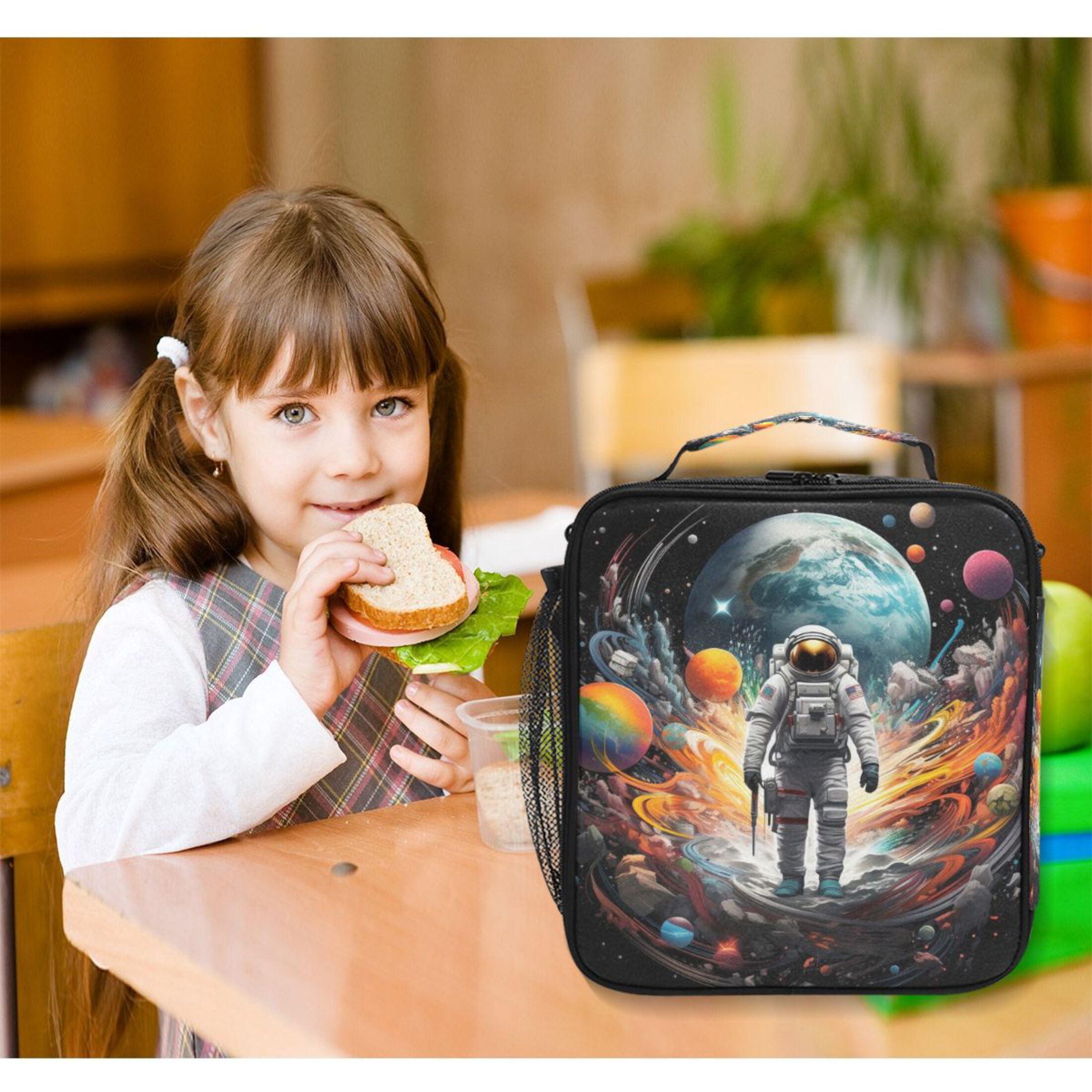 ALAZA Astronaut Space Lunch Box Insulated Lunch Bag Reusable Thermal Cooler Tote School Picnic