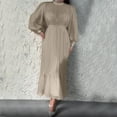 thumbnail image 6 of Satin Dress, Long Sleeve Elegant Dress for Women, Loose Fitting Casual Party Dress with Accordion Pleats, 6 of 8