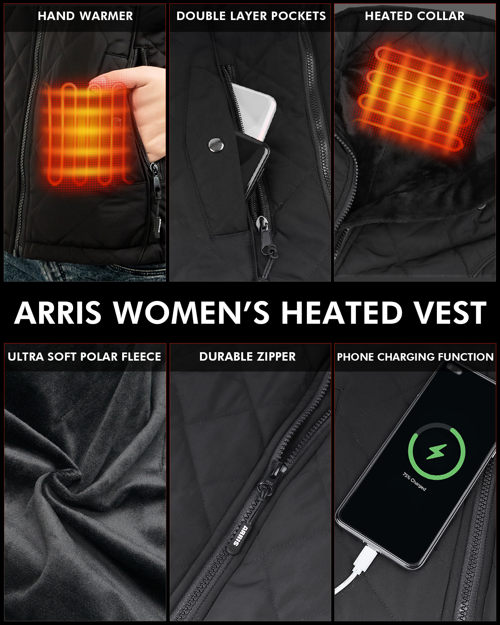 arris women's heated vest