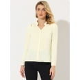 thumbnail image 3 of DARING DIVA Women's Elegant V Neck Long Sleeves Button Down Shirt M Beige, 3 of 6