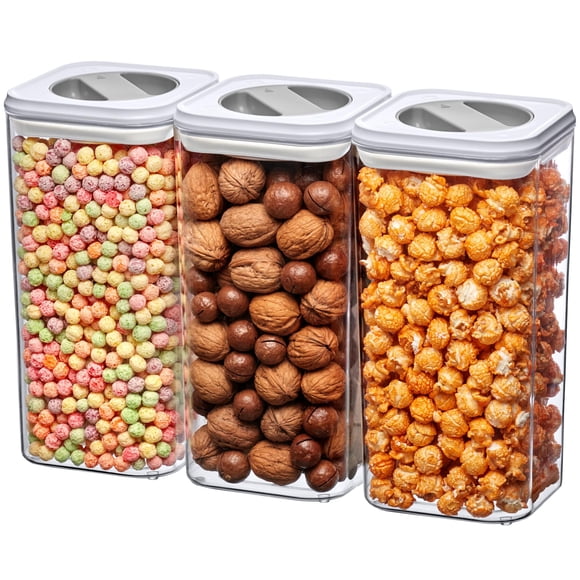 Amazing Abby - Carol - 112-Ounce Acrylic Canister (Set of 3), Plastic Airtight Food Container, Stackable for Pantry Storage, BPA-
