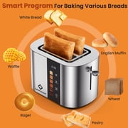 LINKChef Touch Screen 2-Slice Toaster, Stainless Steel, 6 Shade Settings, Timer Countdown
