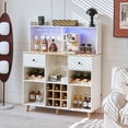 thumbnail image 6 of Sideboard Buffet with Power Outlet, LED Lighted Wine Rack, Glass Holder & Storage Drawers, Wine Cabinet with Storage Drawers & Open Shelves, Sideboard Buffet Cabinet for Dinging Room, Living Room, 6 of 13