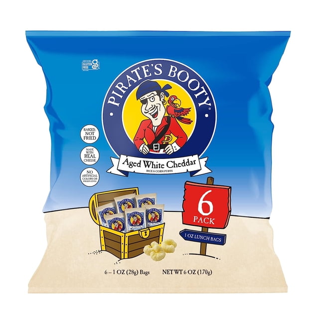 Aged White Cheddar Cheese Puffs 6ct, 1oz Individual Snack Size Bags, Gluten Free, Healthy Kids Snacks