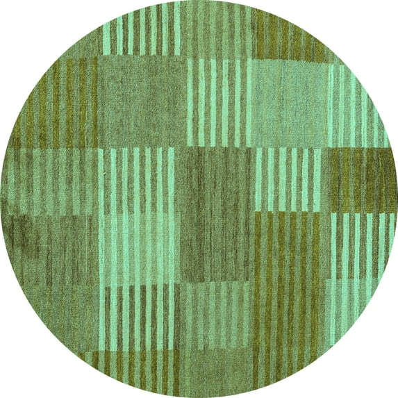 Ahgly Company Indoor Round Checkered Turquoise Blue Modern Area Rugs, 5' Round
