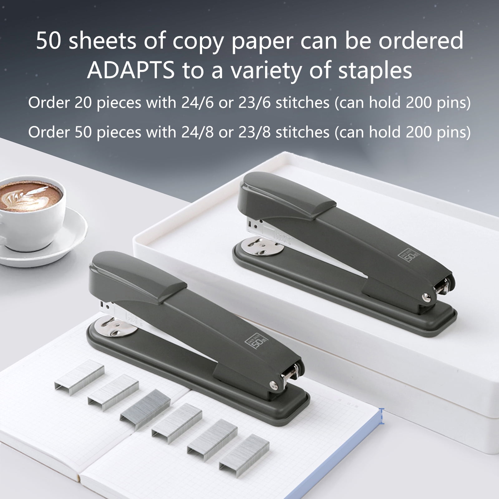 Metal Stapler Easy to Load Booklet Stapler 50 Sheets Effortless Stapler Desk Stapler for Home & Office