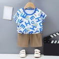 thumbnail image 2 of Summer Boys Girls 2 Piece Outfits Toddler Boy Clothes Sets Cute Skateboard Bear Print T-Shirt and Solid Shorts Outfit, 2 of 6