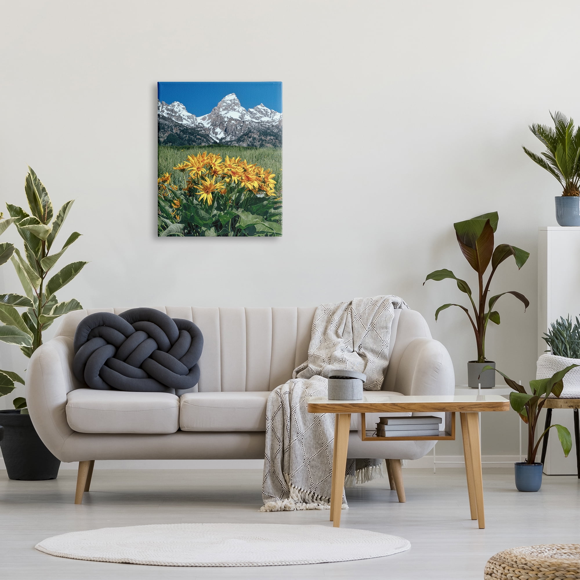 Stupell Industries Daisies & Mountain Peaks Landscape Photography Gallery Wrapped Canvas Art Print Wall Art, 24 x 30