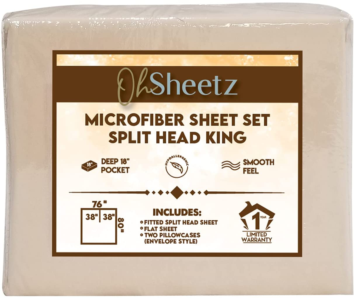 Oh Sheetz Flex / Split Top King Microfiber Bed Sheet Set with King