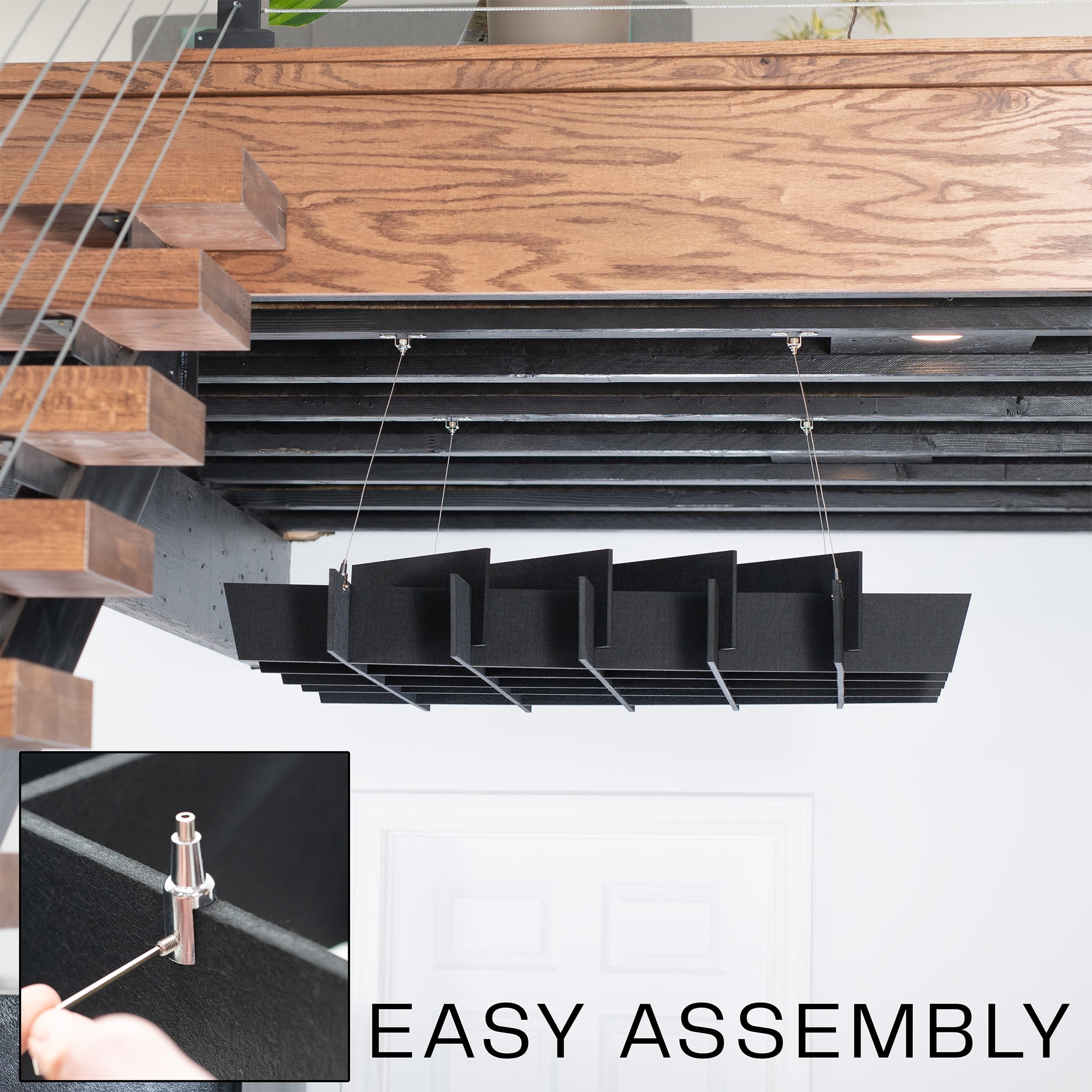 VIVO Acoustic Dual Layer Ceiling Waffle Panel, 45" x 45" Hanging Sound Absorber