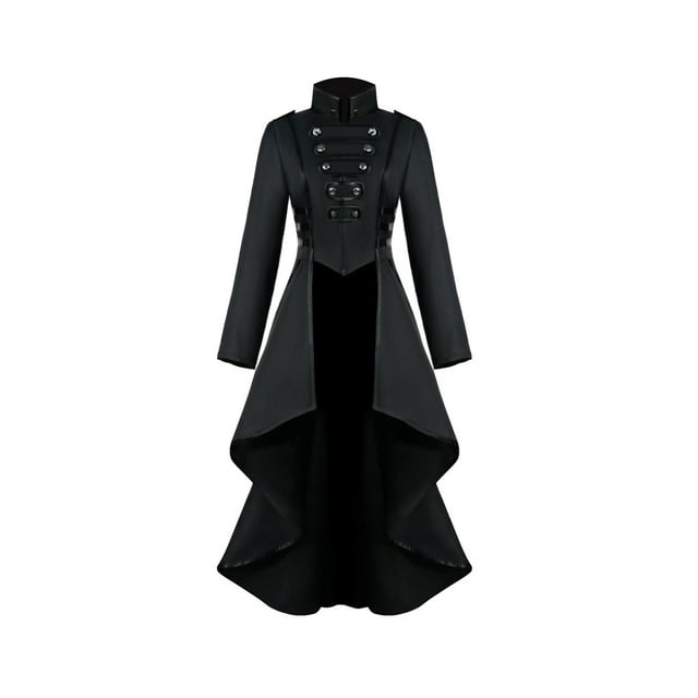 PMVFHDE Liquidation Robe Formelle Fille Grandes Filles Gothique Smoking Long Trench Veste Longue Robe Haut,Noir,14-15 Ans