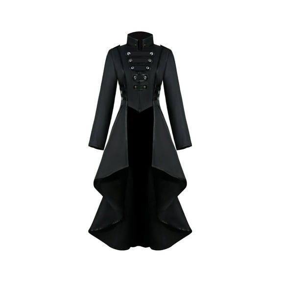 PMVFHDE Liquidation Robe Formelle Fille Grandes Filles Gothique Smoking Long Trench Veste Longue Robe Haut,Noir,17-18 Ans