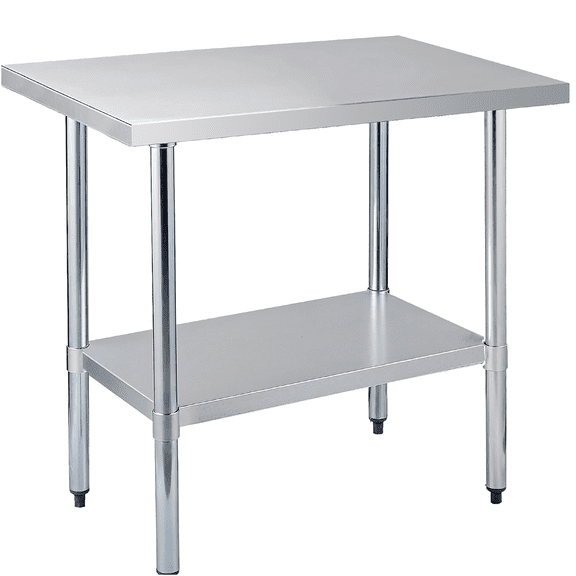 JERFIT 18-Gauge Stainless Steel Prep Table 24x36 Inch with Undershelf, NSF Certified Commercial Kitchen Worktable, Silver