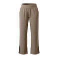 thumbnail image 7 of YYDGH Women's Wide Waistband Side Slit Straight Leg Pants with Pockets Soft Knit Fabric Casual Trousers For Yoga Lounge Daily Workout Wear, 7 of 7