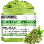 Green Tea   Avocado Clay Face Mask, Detox Skin, Minimizes pores, Moisturizes, enriched with Collagen and Hyaluronic Acid