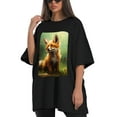 thumbnail image 4 of Plus Size Shirt for Women Black Tops for Women Short Sleeves Shirt for Women Fox T Shirt Crewneck Shirt for Women XL, 4 of 5