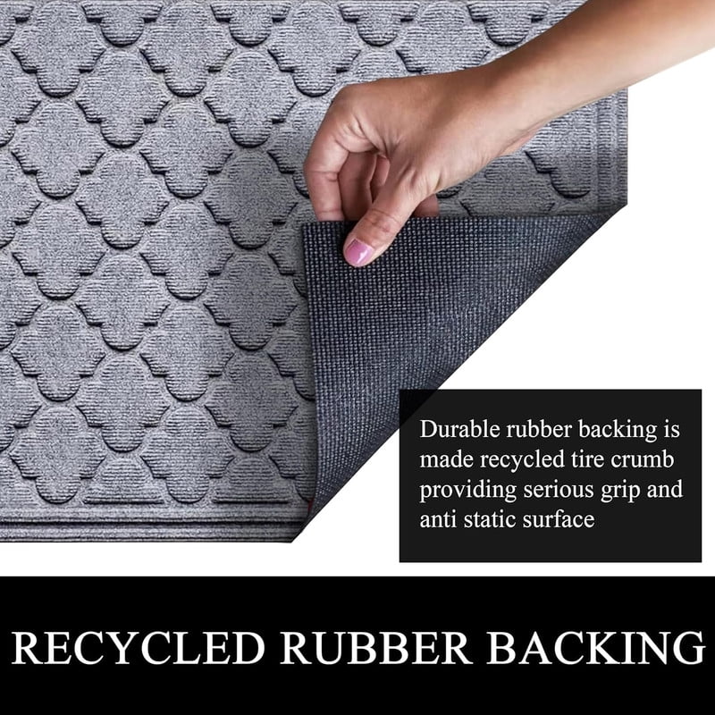 A1HC Indoor Outdoor Mat, Front and Back Entrance Welcome Mats, Front Door Patio Mats 24x36 Inches, Non-Slip Easy Clean Entrance Washable Large Size Doormats, Light Grey