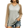 thumbnail image 3 of SwiftWear Women's Raglan Baseball Tee Shirt Long Sleeve V Neck Color Block Casual Workout Top for Fall, 3 of 7
