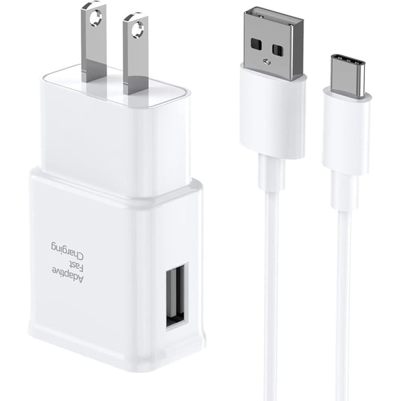 TYPPKMM 15W Fast Charging Cord with USB Wall Charger Block, 6FT White