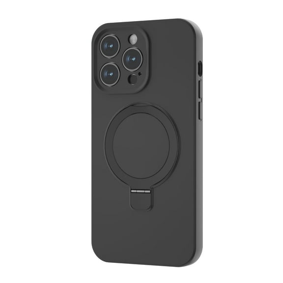 Magnetic Case for iPhone 15 Plus, Soft Smooth Liquid Silicone Case Support Wireless Charging Shockproof Ring Kickstand Magnetic Car Mount Slim Phone Cover for iPhone 15 Plus- black