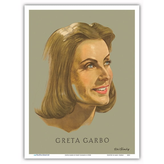 Greta Garbo - Portrait of Hollywood Film Actress - Vintage Personality Poster by Kurt Glombig c.1930s - Master Art Print (Unframed) 9in x 12in