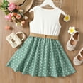 thumbnail image 3 of PatPat 2pcs Girl Dress Polka Dots Ribbed Splice Sleeveless Dress & Belt Size 5-13, 3 of 6