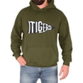 thumbnail image 5 of Tigers Pennant Flag Hoodie for Women Men & Teens Distressed School Spirit Game Day Sweatshirt Army Green Hoodie Small, 5 of 8