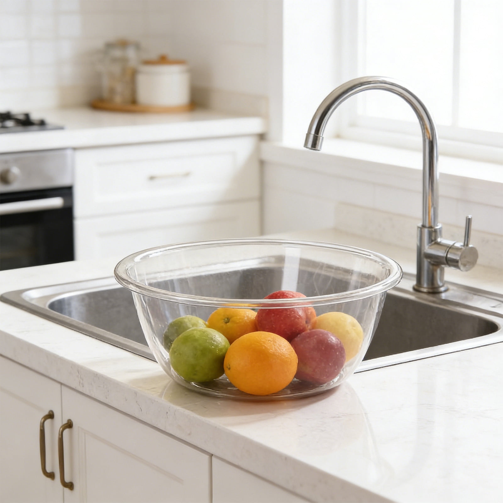 Thickened Clear Plastic Basin | Round Anti-Slip Wash Basin for Kitchen, Bathroom & Laundry | Stackable Household Sink | 1-Piece Student Dormitory & Home Use, Size L