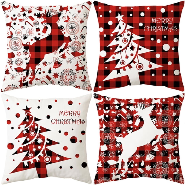 Naiovety 4 unids/set fundas de almohada vibraciones festivas diseños inspirados en Navidad funda de almohada suave y cómoda Artesanía