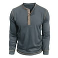 thumbnail image 3 of APEXFWDT Mens Waffle Knit Henley Top Long Sleeve Button Front Basic Shirt Cabin & Lounge Wear Essential, 3 of 7