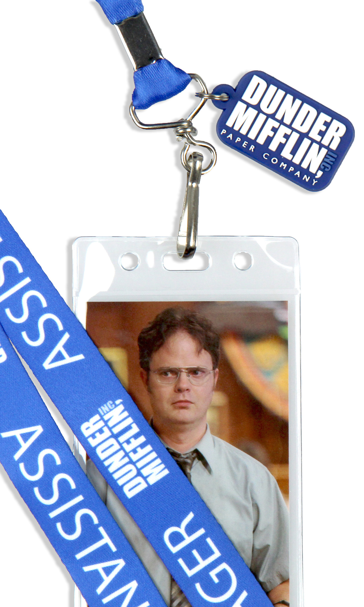 the-office-dunder-mifflin-dwight-shrute-assistant-to-the-regional-manager-lanyard-clear-id-badge-holder-walmart-com