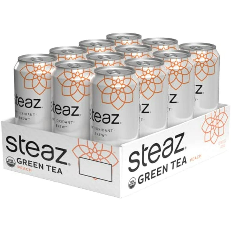 Steaz Organic Green Tea, Peach, 16 fl. oz.