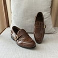 thumbnail image 5 of Mepaouo Boys Girls Dressy Shoes Driving Slip on Penny Loafers Toddler Casual Moccasin Oxfords Brown 3, 5 of 8