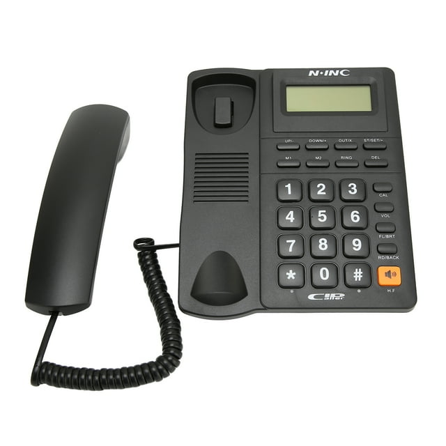 Corded Phone, Desktop Telephone Multifunction Caller ID Display for Home White,Black