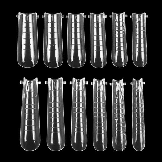 Amdohai 120Pcs Nail Tips with Scale Quick Extension Transparent False Nails Manicure Nail Building