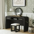 thumbnail image 2 of Woodridge Dressing Stool with White Fabric in Black with Grain, 2 of 8