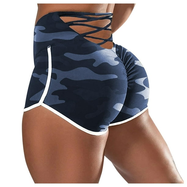 Gibobby Shorts Mujer Pantalones cortos Mujer Yoga Capris Slip Compresión Leggings Bike Workout Shorts Pantalones(Azul, S)
