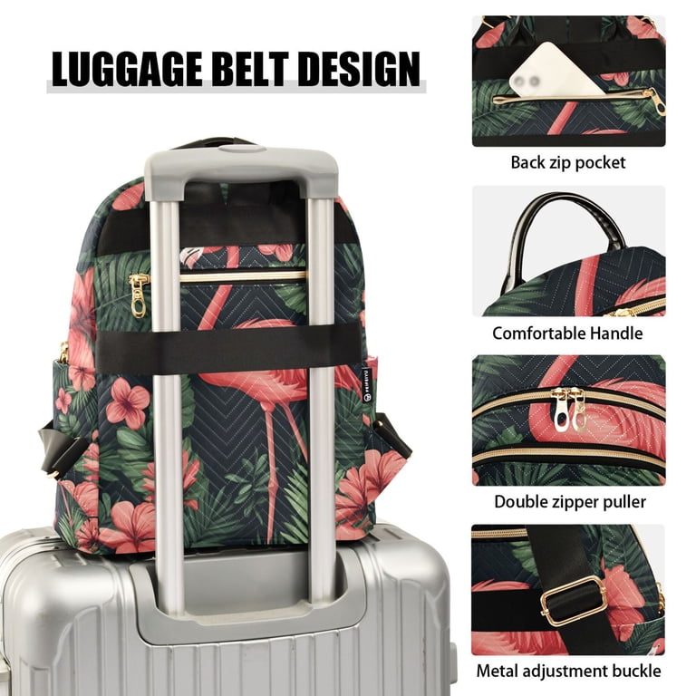 flamingo pattern mini backpack FORMRS Mini Backpack Purse for Women Travel Daypack Casual Shoulder Bag,  Flamingo Leaves Pattern