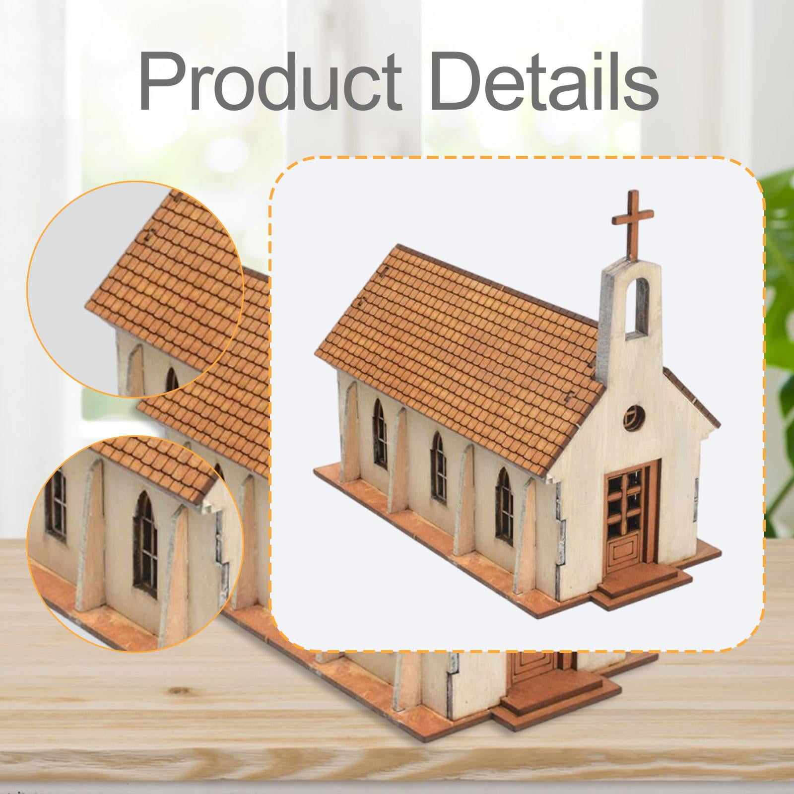DIY Wooden Building Kit Puzzle Model Church Ornament Realistic Wood Material for Hobbyists Holiday Gift Decor