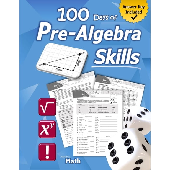 Pre-Algebra Skills: (Grades 6-8) Middle School Math Workbook (Prealgebra: Exponents, Roots, Ratios, Proportions, Negativ, (Paperback)