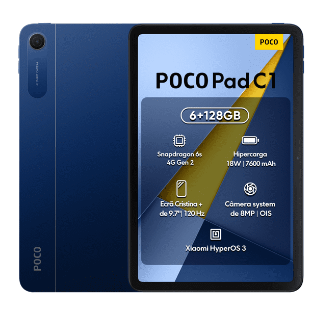 Tableta Poco Pad C1 Android 6GB Ram 128GB Rom Conexión WiFi 9.7" 2K 120Hz Pantalla Clara - Azul