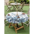 thumbnail image 4 of Outdoor Tablecloth with Umbrella Hole for Patio/Picnic/Party/Camping, Blue Spring Floral Waterproof Table Cloth Round Cover Washable, Watercolor Elegant Pastoral Flowers (Dia 60"), 4 of 8