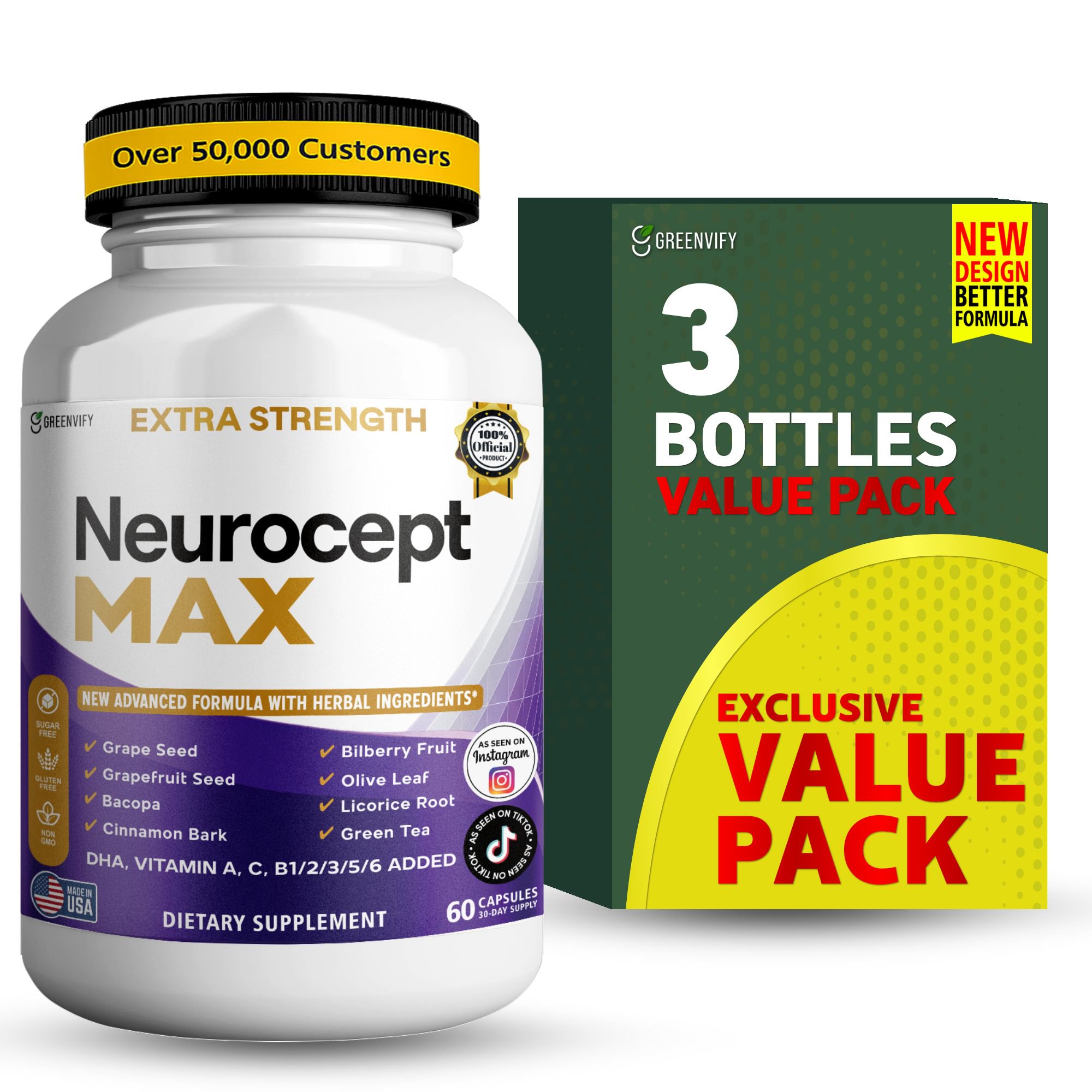 GreenVify Neurocept Max Dietary Supplement Capsules