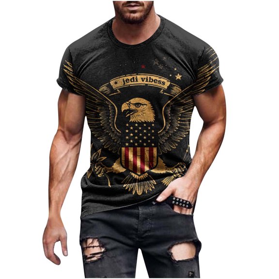 Jessboyy Men's 250th Anniversary Independence Day Shirts Short Sleeve USA Flag 4th of July Patriotic Tshirts Holiday Tops Summer Graphic T-shirts Black,XXXXL