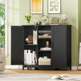 thumbnail image 4 of FANGSUM Floor Storage Cabinet with 2 Doors and 2 Open Shelves, Wooden Buffet Cabinet for Kitchen, Living Room, Hallway, 4 of 8
