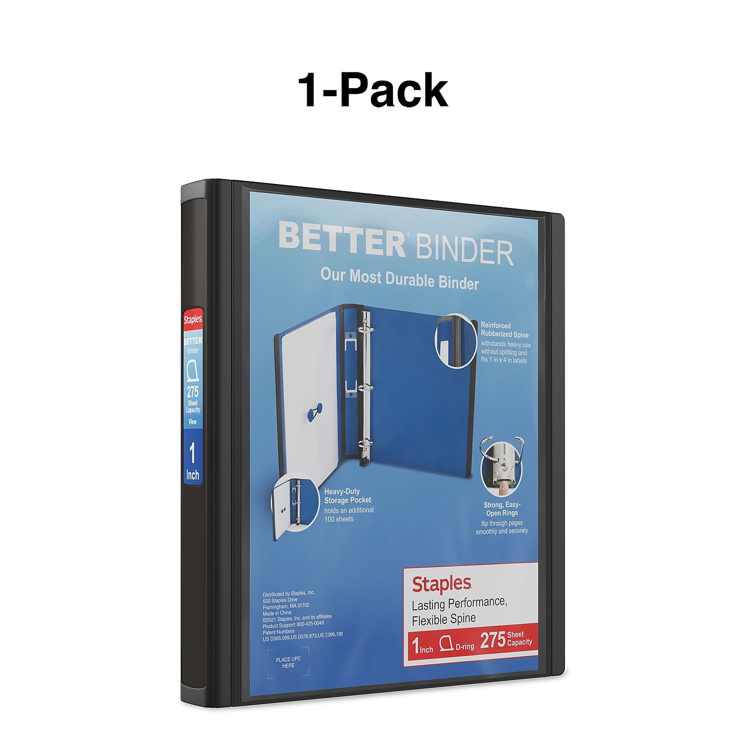 Staples 1" 3-Ring Better Binder Black 3/Pack ST55838-CCVS