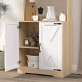 thumbnail image 5 of Sesslife Kitchen Pantry Cabinet with 2 Doors, Modern Storage Cabinet with Adjustable Shelves, 70.9" Tall Freestanding Larder Cupboard with Hutch for Living Room Kitchen, Natural + White, 5 of 10